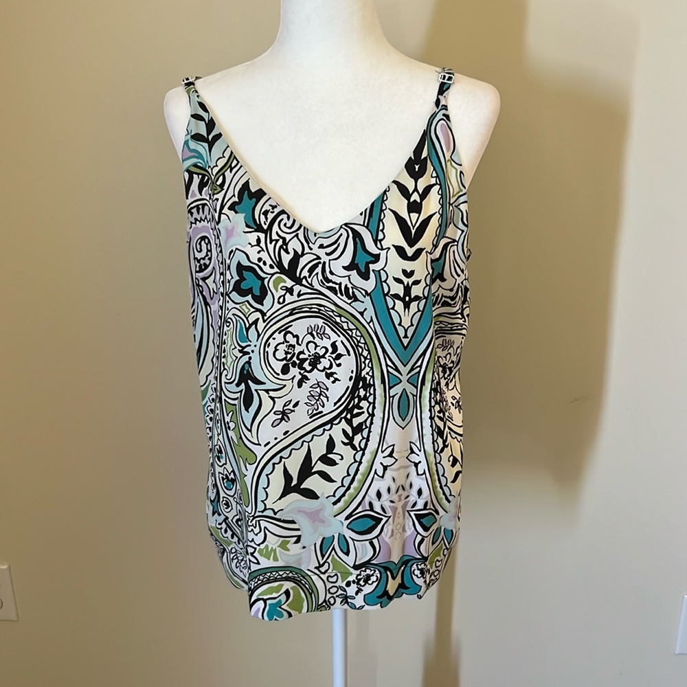 CHICOS BLACK LABEL MULTI COLOR BLOUSE-CAMI STYLE. ADJUSTABLE  LINED.   XL